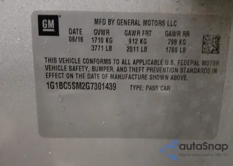 2016 Chevrolet Cruze Ls Auto from USA, damaged, VIN 1G1BC5SM2G7301439